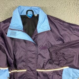 Vintage Asics Windbreaker Jacket Women S Purple Blue Colorblock Reflective